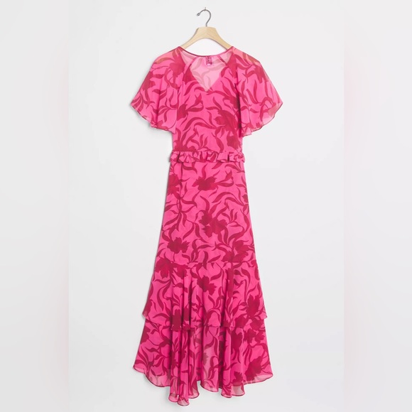 Misa Los Angeles Sabrina Ruffled Maxi Dress Floral Pink Size XS NWT - Picture 7 of 8